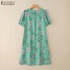 ZANZEA Women Floral Print Summer Casual Round Neck Short Sleeve Dress