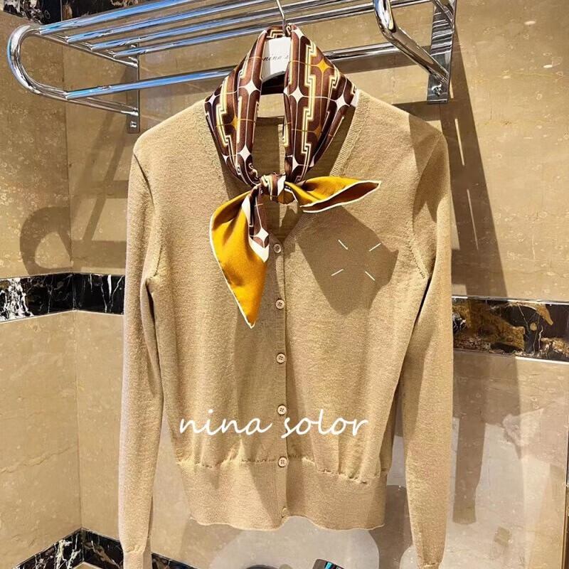 NINA SOLOR Maillard Twill Silk Square Scarf 65cm