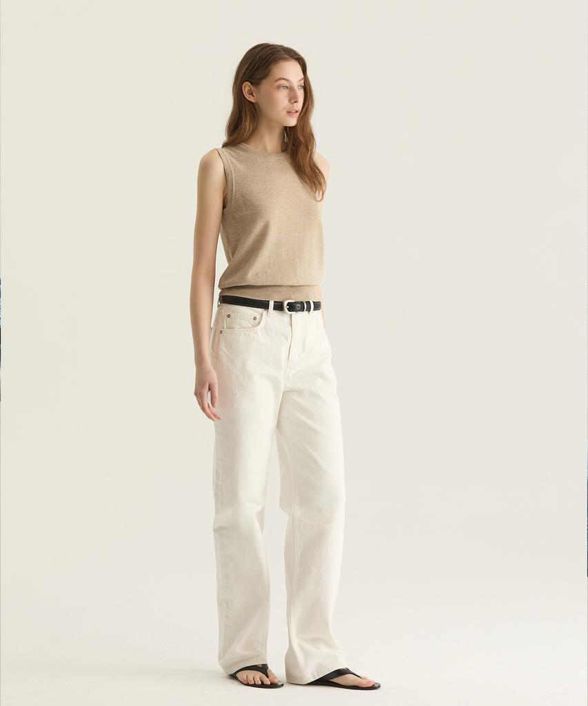 Oteumilkape Straight Denim Pants - White (Japanese Fabric)