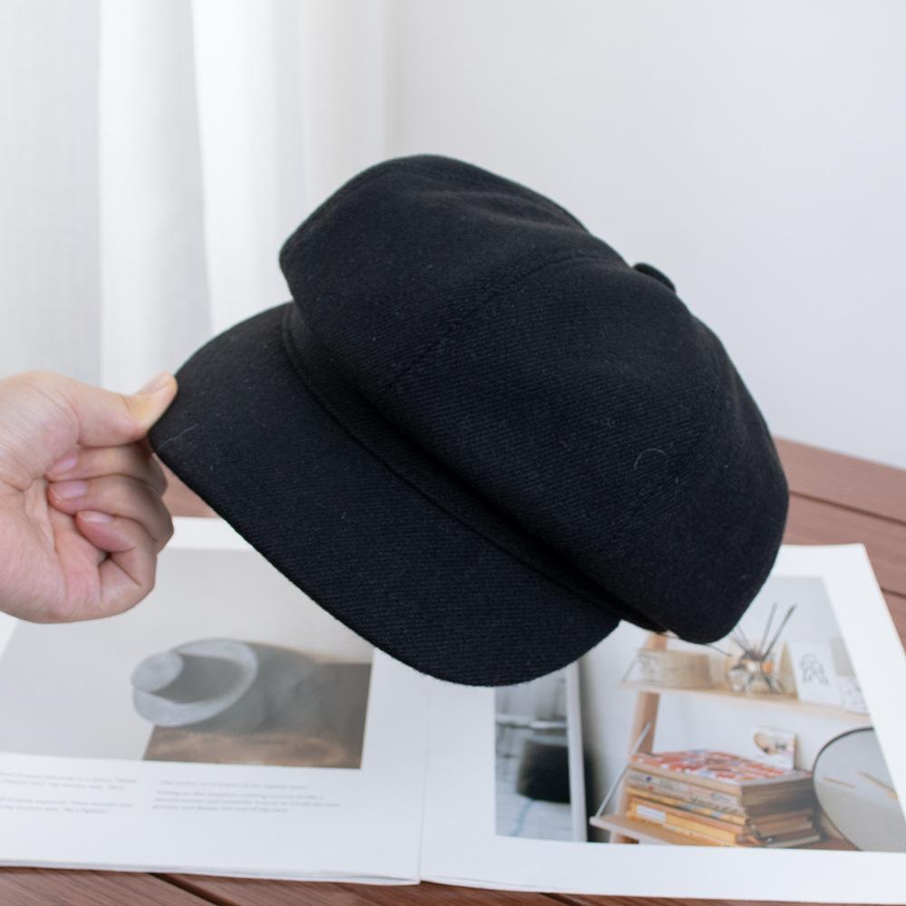Autumn and winter high-grade retro thick cotton face small octagonal hat British style basic versatile painter hat newsboy hat tide