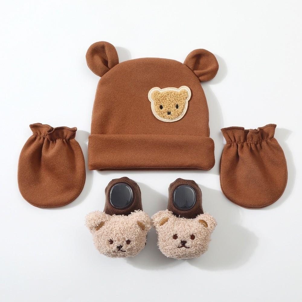 Elastic Baby Hat Gloves Socks Set Warm Infant Mittens Soft Newborn Hat Unisex