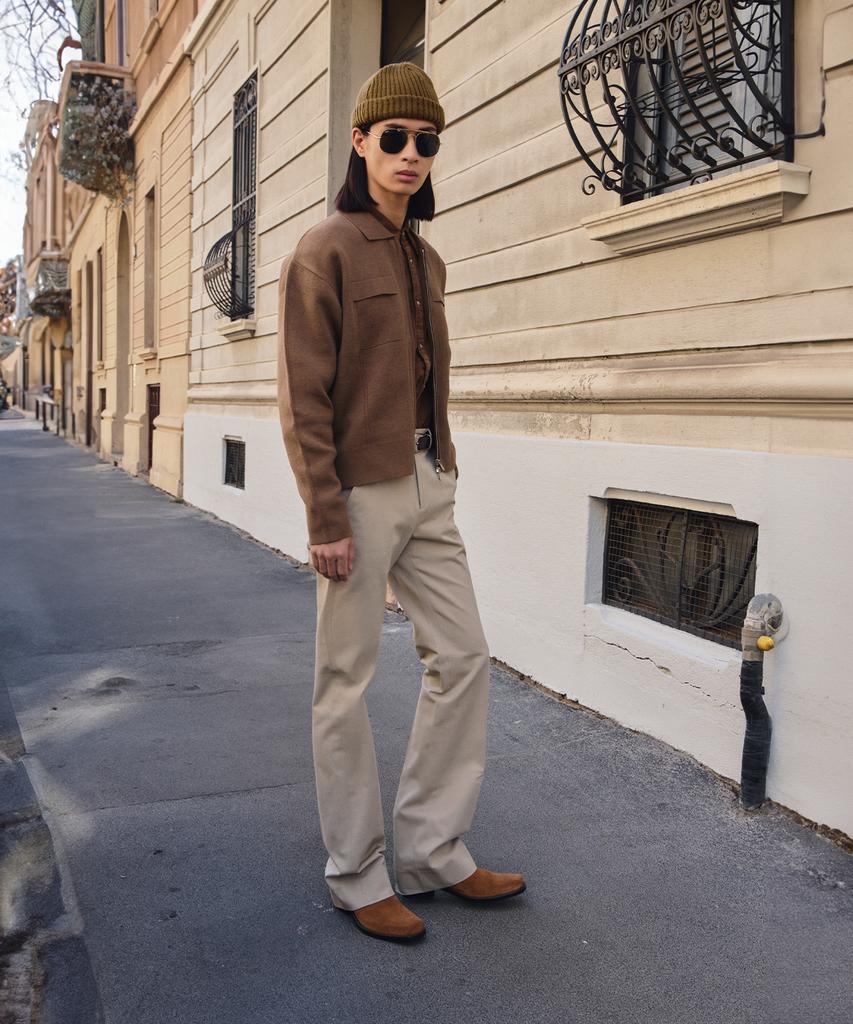 LMOOD Lay Flare Cotton Slacks Beige