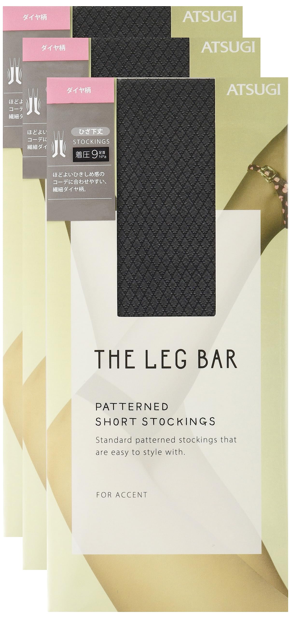 

Atsugi THE LEG BAR Компрессионные чулки с ромбовидным узором ниже колена, 3, FS50307, Женские, чёрный