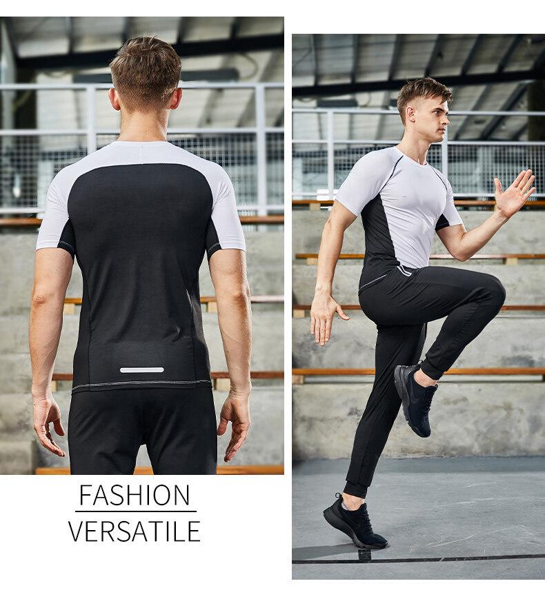Men's Breathable Basketball Sportswear Set: Sweat-Wicking Autumn Jacket & Tight Long Pants for Running & Fitness