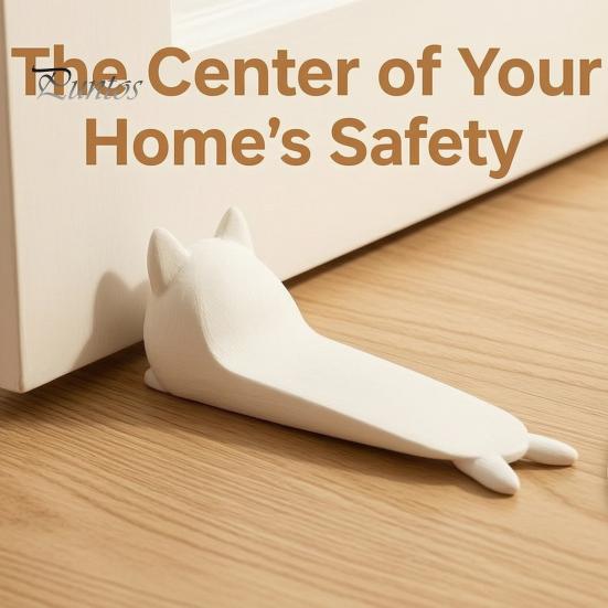 Wear Resistant Door Stop 3D Printed Lying Cat Doorstop, Decorative Kitten Stopper Wedge, Animal Anti-slip Floor Carpet Doorstop for Home Living