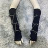 Dark Gothic Chain Long Fingerless Gloves Wrist Wrap Decorative Arm Sleeves For Women Punk Fashion And Stage Performances