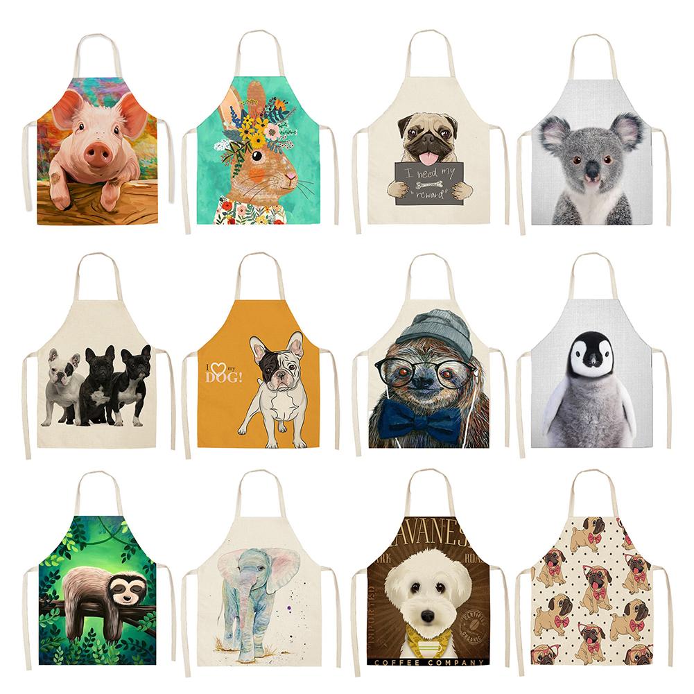 

Забавное Животное Собака Свинья Женский фартук Ресторан Официант Домашняя кухня Шеф-повар Фартук Аксессуары для уборки дома delantal