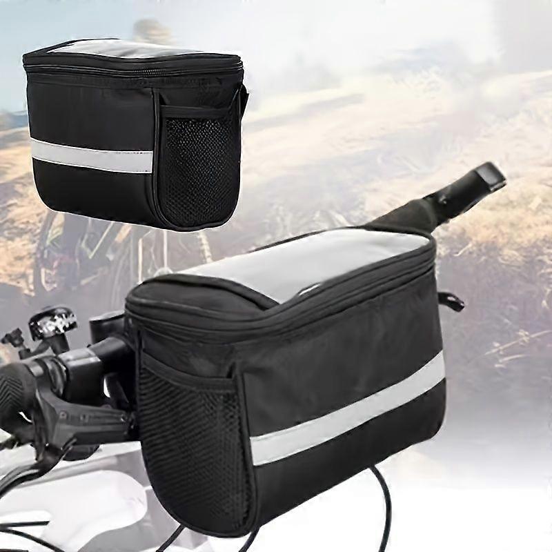 Collapsible Bike Basket Handlebar Bag, Large Capacity Nylon Front Storage with Reflective Strip, Detachable for Shopping, Commuting, Pets, Camping, 1