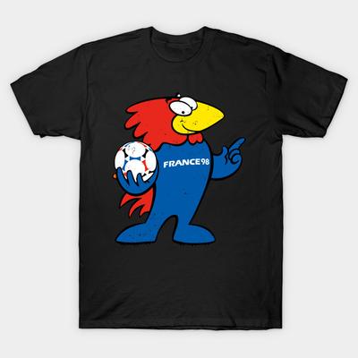 Camiseta Estampada Negra para Hombre Mundial de Fútbol Francia 98 Estampado con Papel de Transferencia Sin Corte Camiseta de Algodón