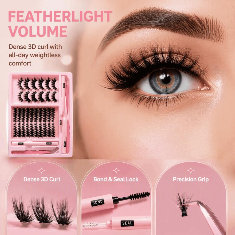 Natural curl Individual Segment Lashes Dense Volume DIY Eye Lashes False eyelash set Daily Makeup