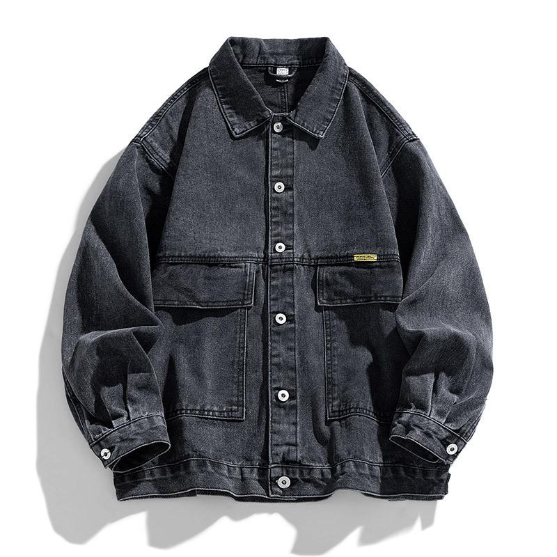 

Мужская осенняя новая джинсовая куртка, мужская уличная трендовая куртка в гонконгском стиле, корейская свободная куртка карго с лацканами 3XL