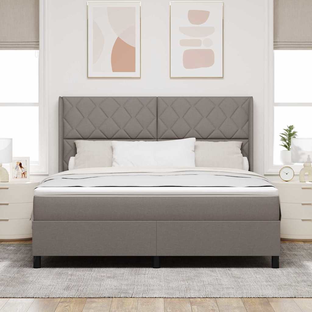 Boxspring Bed with Pillows and Headboard Taupe 200 X 180 Cm Fabric