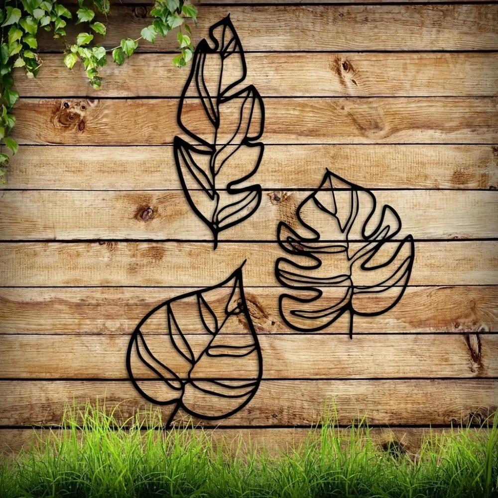 3pcs Metal Leaf Wall Pediments – Decorative Wall Art with Three Leaves. Ideal for Children's Rooms, Nurseries, and Kindergartens