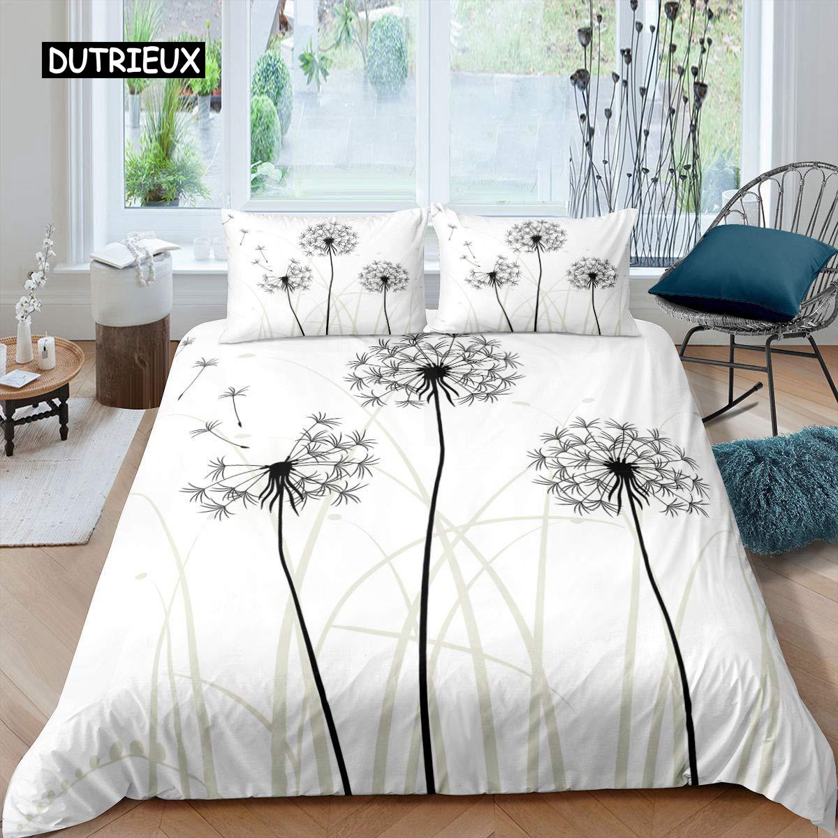 

Пододеяльник с рисунком одуванчика, комплект постельного белья размера Queen для детей, пододеяльник с летающим цветком, однотонный двухспальный пододеяльник с цветочным мотивом в виде одуванчиков EU single(135x200cm)