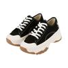 MLB Chunky High Low New York Yankees Lace-Up Non-Slip Wear-Resistant Low-Top Canvas Shoes Unisex sneakers Black 32SHU2111-50L