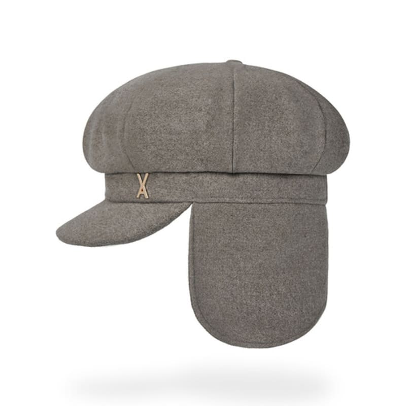 VARZAR VA Stud Fly Newsboy Cap Beige