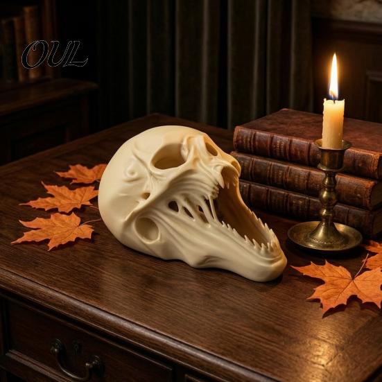 Dark Style Room Decor for Parties 3D Printed Halloween Skull Ornament, Realistic Horror Statue, Spooky Detailed Figurine Shelves with Sharp