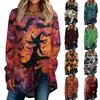 Women's Loose Fit Neck Halloween Print Long Sleeve Tunic Top