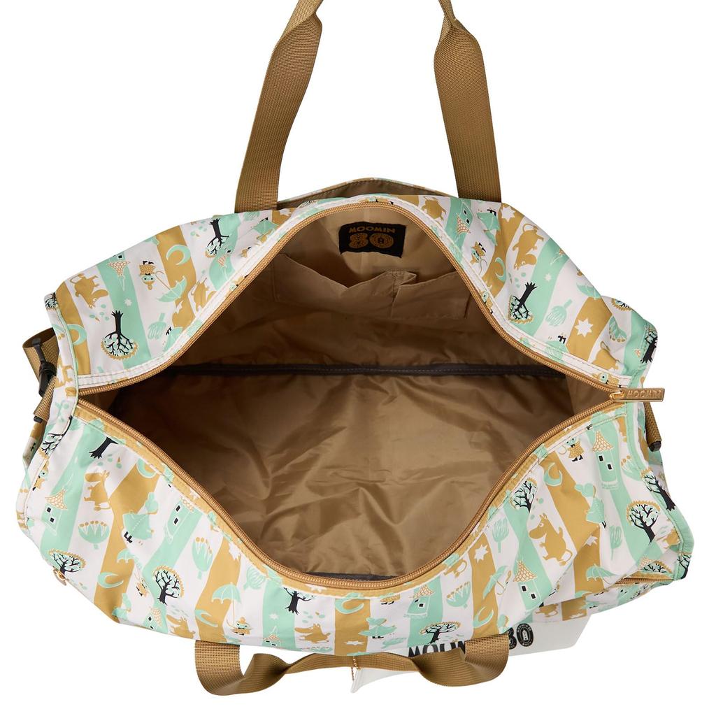 Moomin Folding Boston Mint Stripe Bag, Large, H0004, MC30.