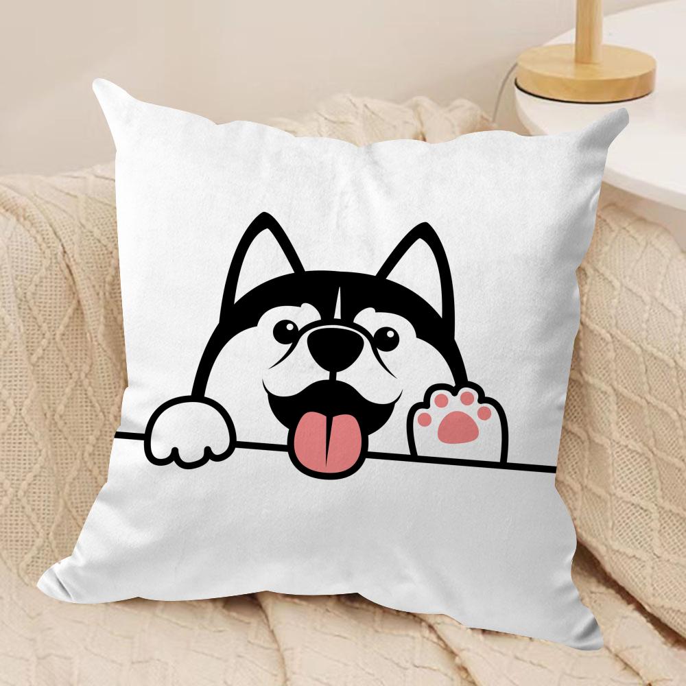 

Cute Dog Waving Paw Cushion Cover Soft Plush DoubleSided Printed Sofa Pillow Cushion Cover Cozy AllSeason Durable Decor Gift 30x30cm