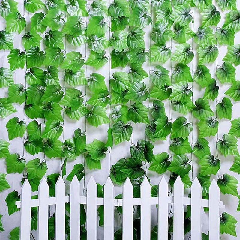 12 Pcs 2M Artificial Hanging Vine Plant Leaves Plastic Home Garden Wall Wedding Decoration