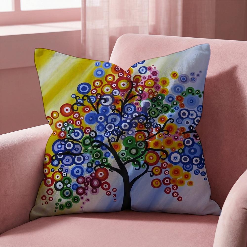 Colored Tree Cushion Cover Multi-Scene Pillow Cover for Home & Car - Reversible, Soft & Durable for Daily Use