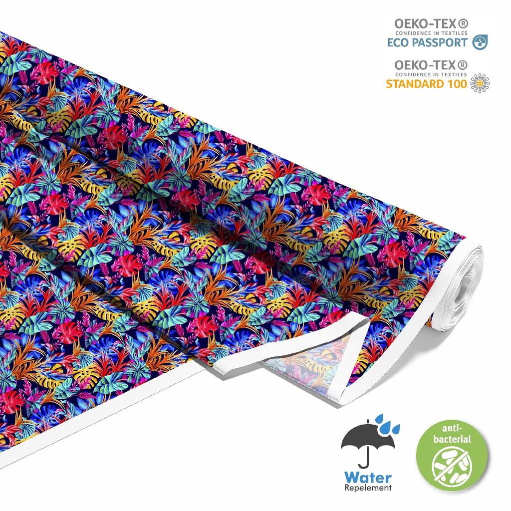 Outdoor Dekostoffe Oxford - Motiv Bunte Tropische Blätter I Dx290
