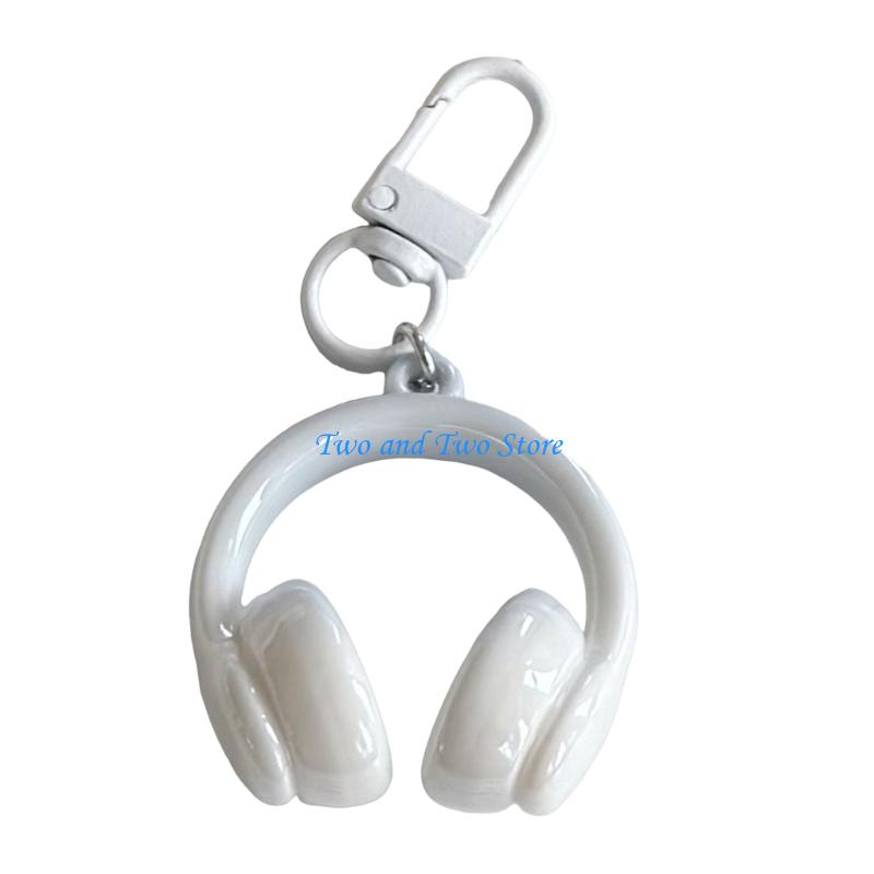 HX6F 3D Headphone Keyring Fashionable Resin Keychain Carabiner for Bags Backpacks