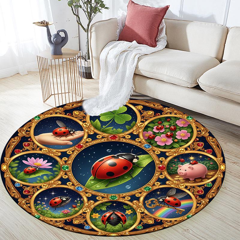 Tappeto Rotondo con Stampa Cartoon, Tappeto per Soggiorno Camera da Letto Divano Sala Giochi Decorazione, Tappetino Antiscivolo