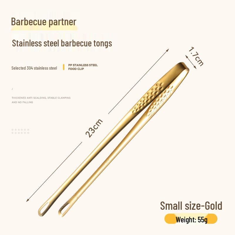 Korean BBQ Stainless Steel Kitchen Tongs for Barbecue, Steak, Fruit, Ice, and Frying