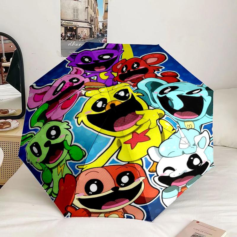 Happy smiling Cartoon Characters Umbrella 8-Frame for Travel, camping, Casual Lightweight Portable Umbrella, Essential for every family Holidays Gift