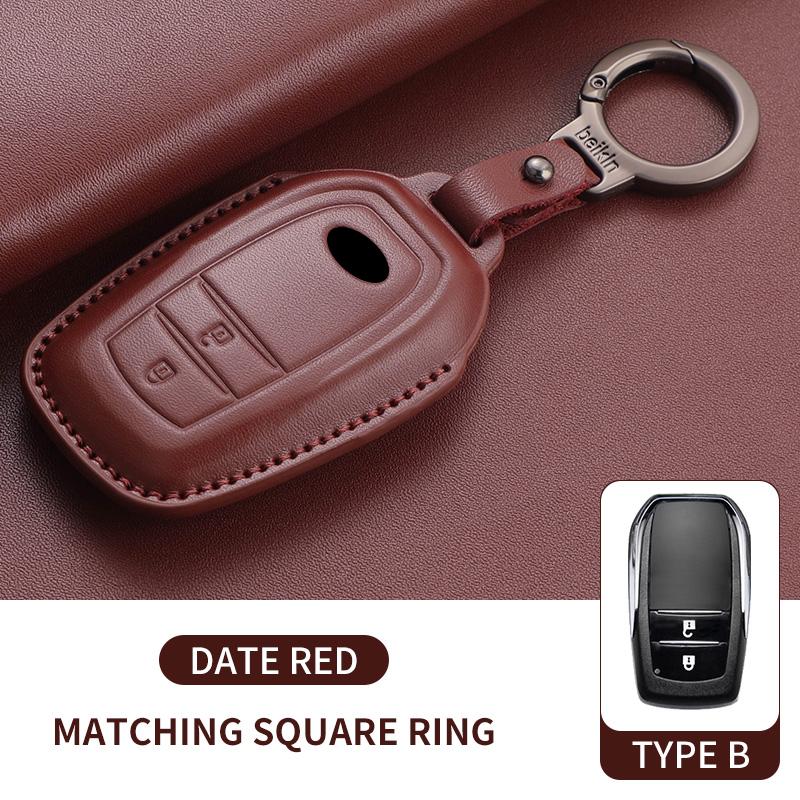 New Leather Car Remote Key Case Cover Shell for Toyota Prius Camry Corolla Avalon CHR RAV4 Land Cruiser Prado Keyless Key Fob