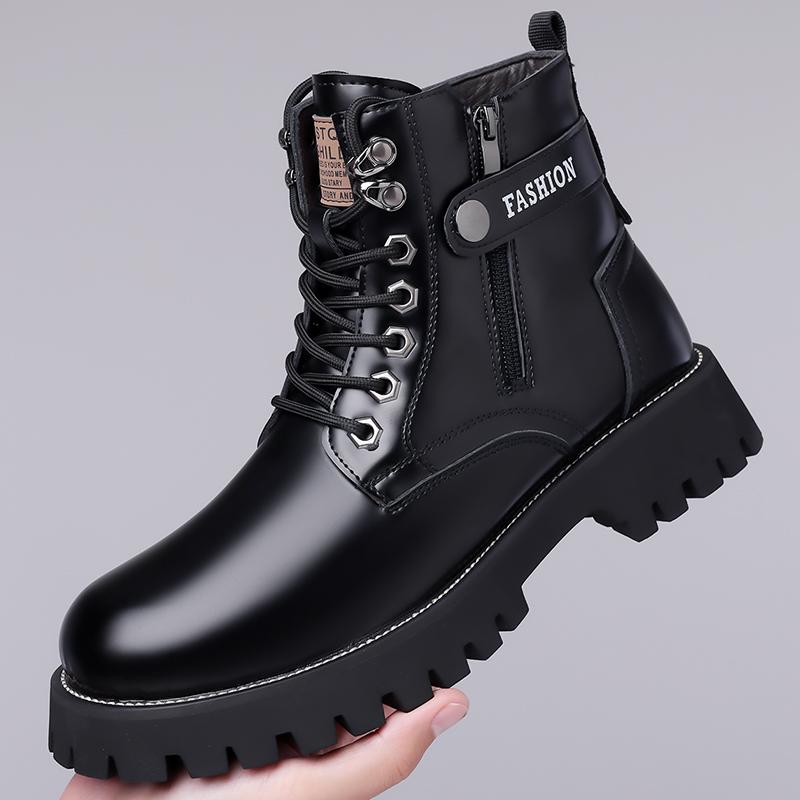 High Quality Classic Leather Men Winter Boots Fashion Genuine Leather Man Ankle Boot Lace-Up Outdoor Motorcycle Boots Walk Shoes