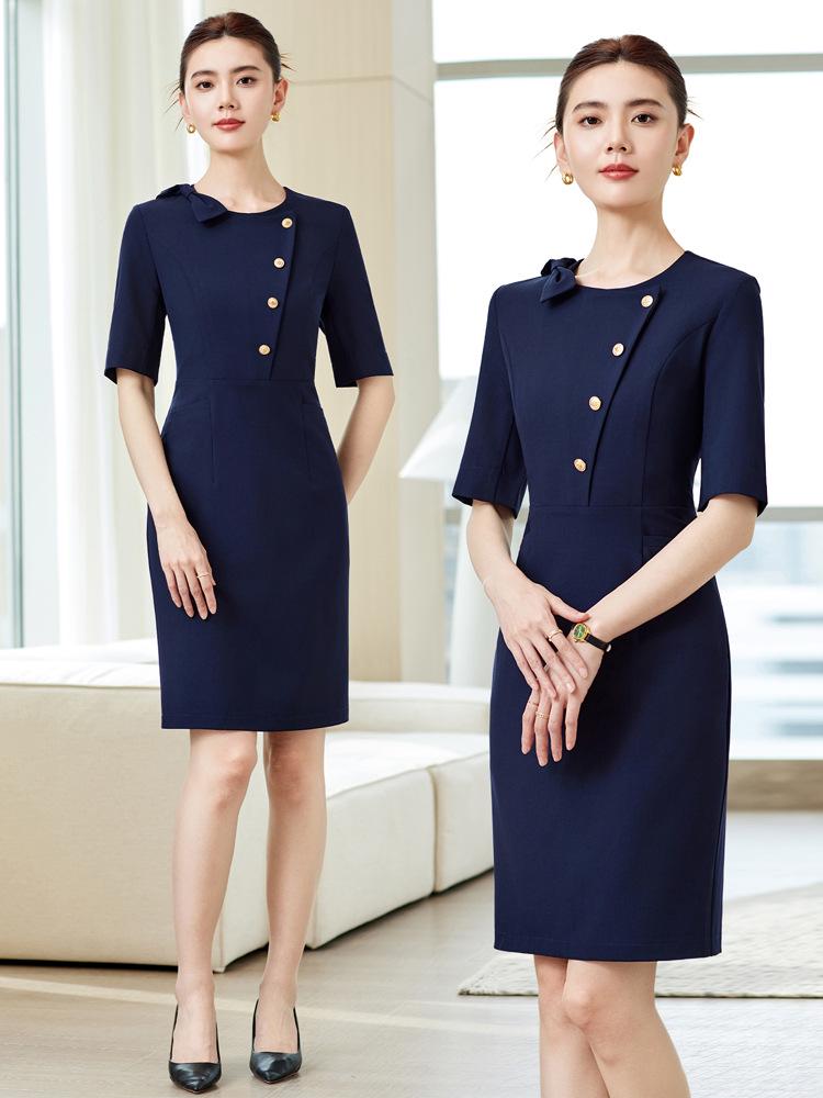 Elegant Slim-Fit Women's Professional Dress for Receptionists and Salon Workwear