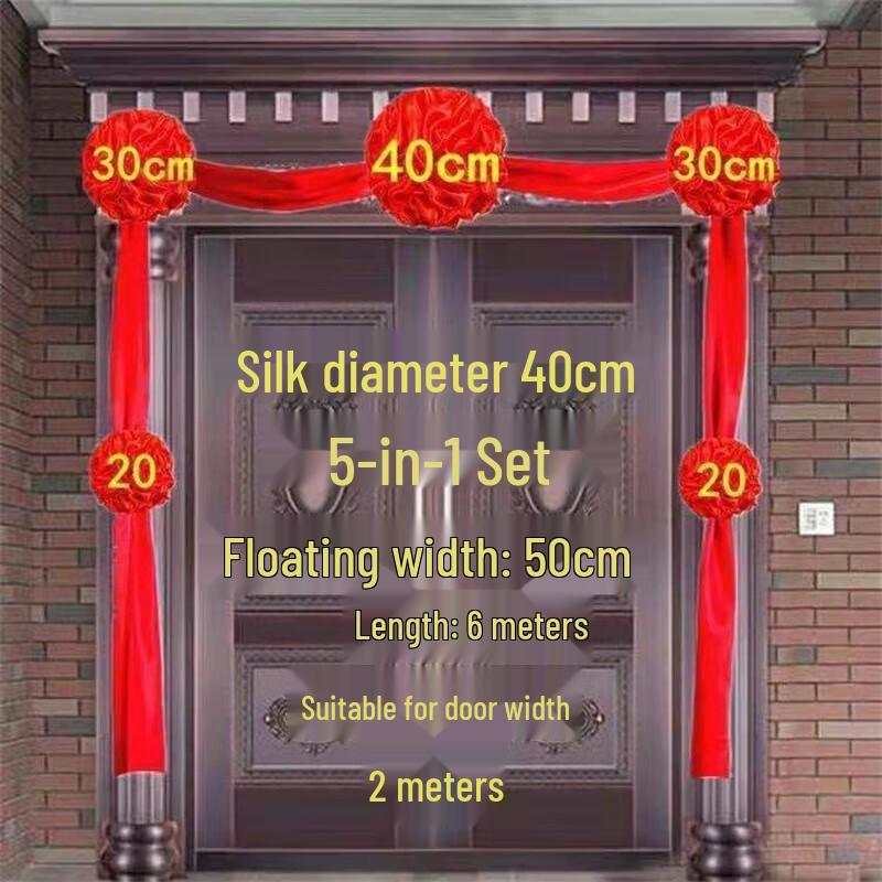 GOWKE Silk Red Decorative Flower Set 40cm Diameter