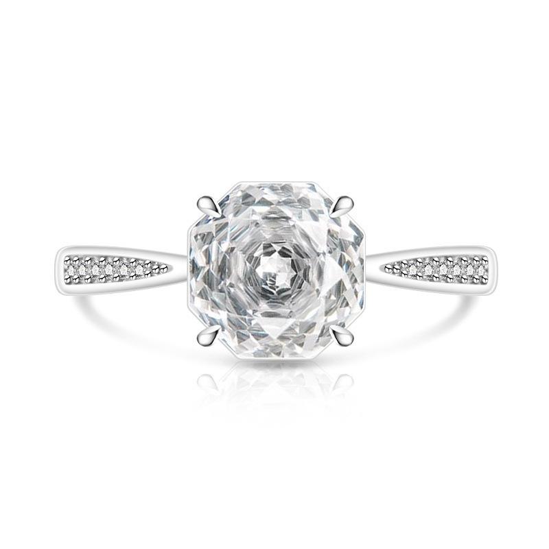 925 Sterling Silver Stylish Delicate Rose Cut Multicolor Zircon Ring Birthday Party Anniversary Gift белый