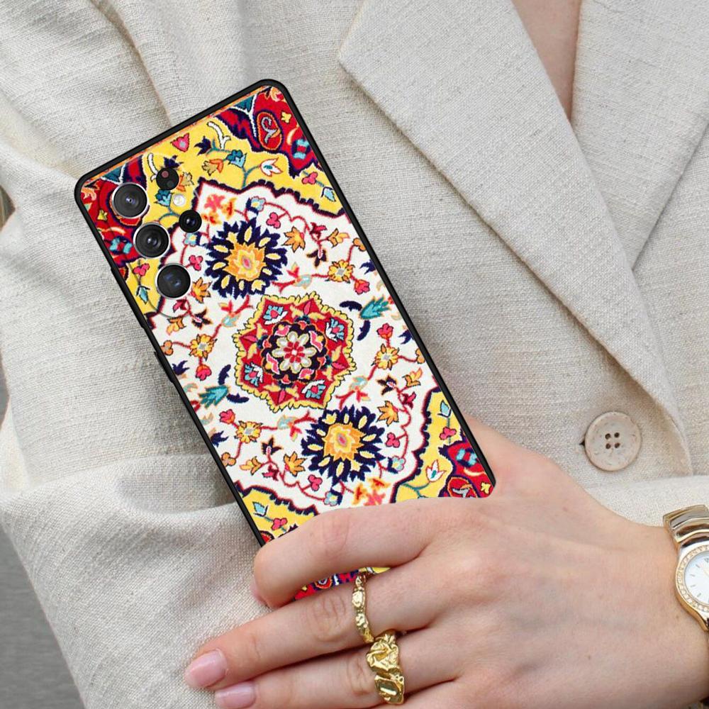 Ancient Floral Tiles Cell Phone Case for Samsung Galaxy S26 Ultra S25 S24 S23 S22 S21 S20 Note10 Cover