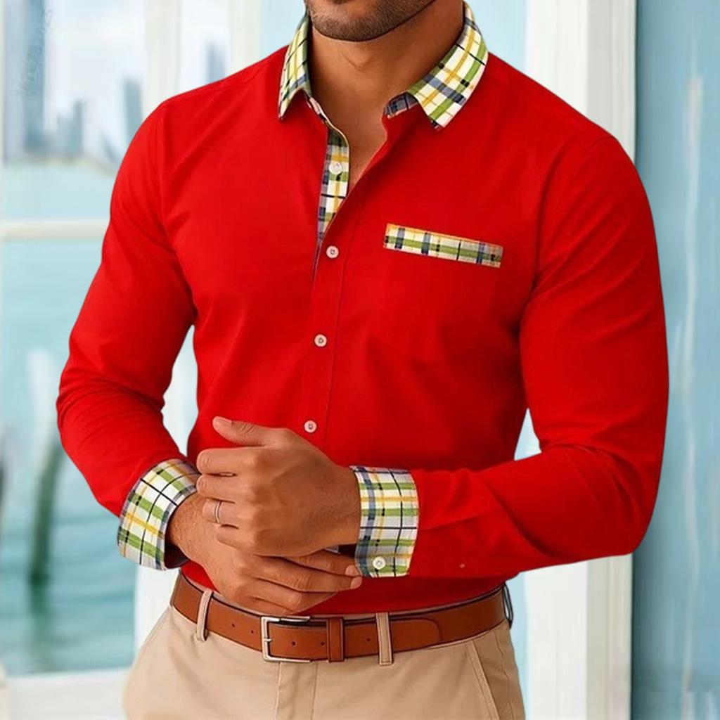 Men's Stand Collar Long Sleeve Business Casual Dress Shirt with Collar