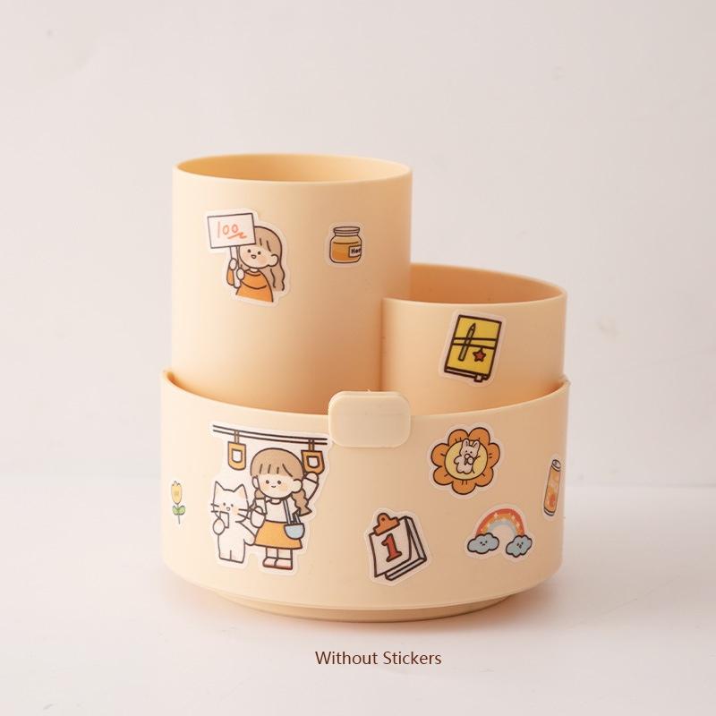 Multifunktionaler Schreibtisch-Stifthalter mit 3 Fächern und Drehfunktion