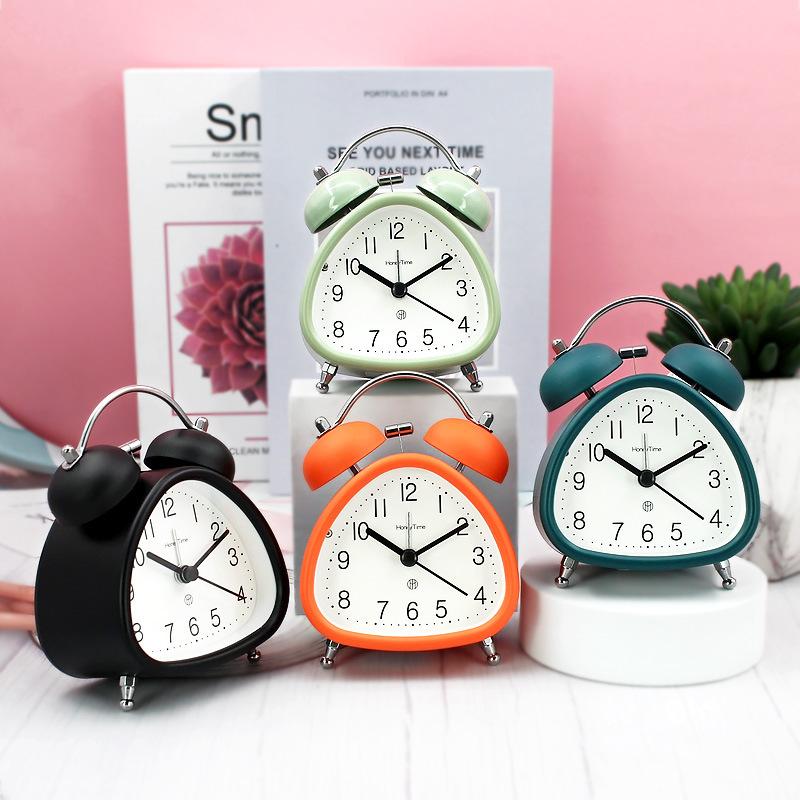3-inch Metal Bedside Quiet Night Light Clock for Students and Office Workers