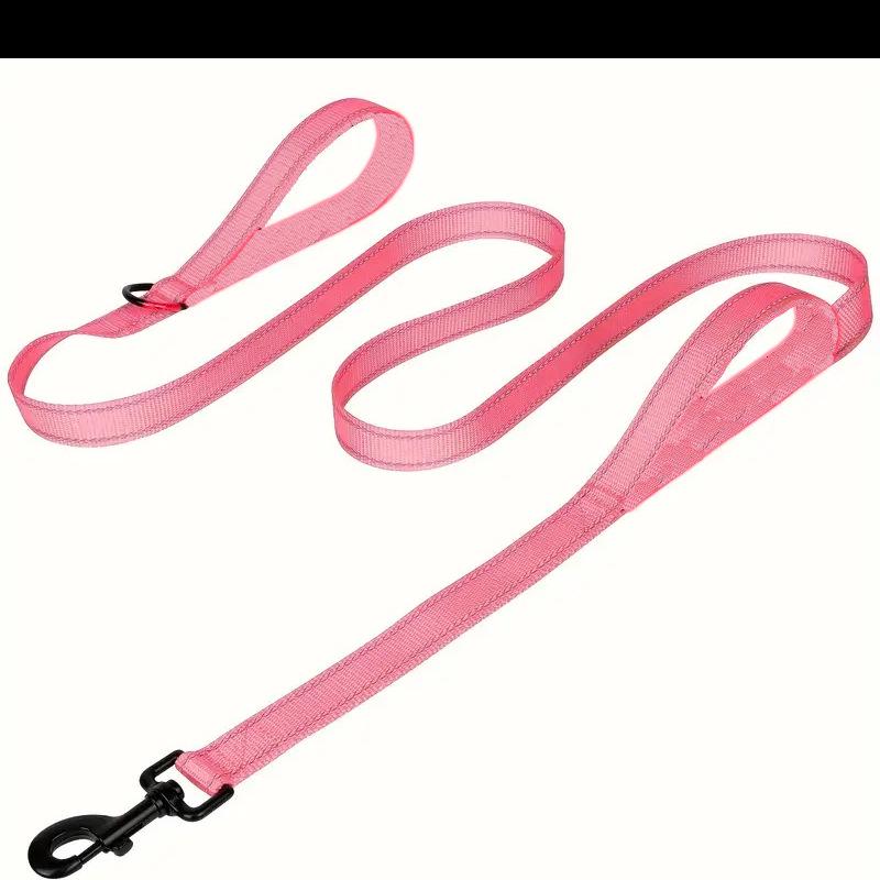 Reflekterande hundkoppel med dubbla handtag för medelstora och stora hundar - Explosionssäkert kedjerep