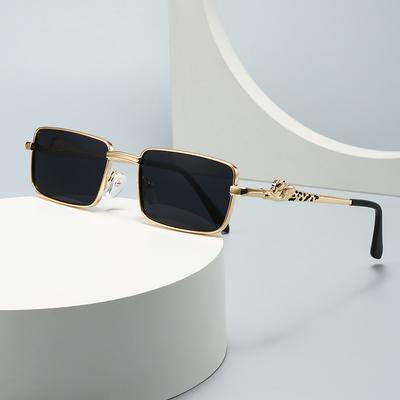 Popular  Sunglasses For Men European And American Street Style Instagram Influencer Model Rectangular Metal Sunglasses For Women 1421