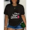 Plus Size Women's Chair Queen Graphic Tee Casual Short Sleeve Crew Neck Top