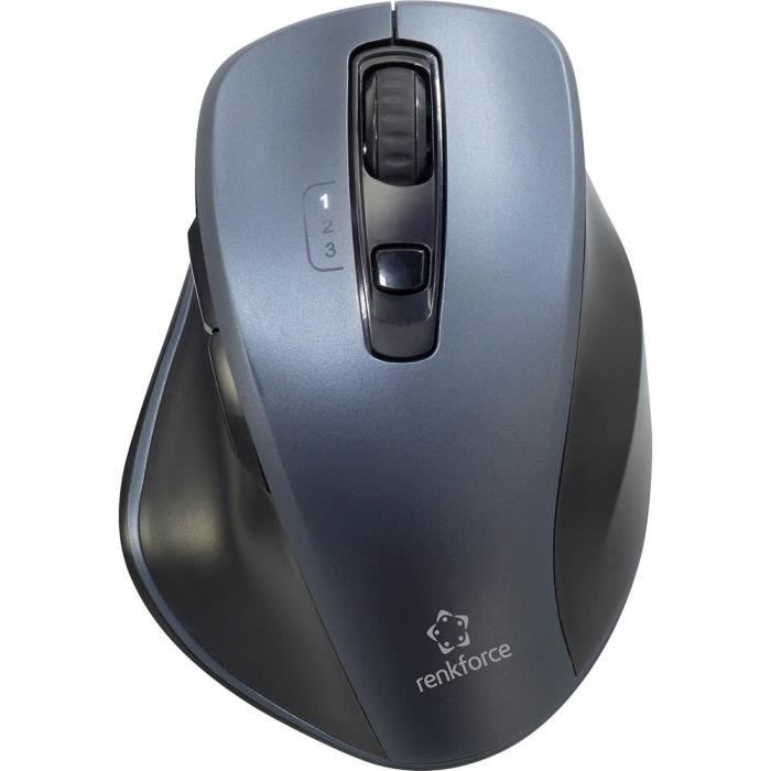 Souris ergonomique Bluetooth - RENKFORCE - Gris - 7 Boutons - 1600 dpi - Sans fil