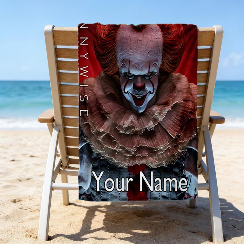 1pc Pennywise1 Beach Towel with Custom Name, Beach/Swimming/Bath/Picnic/Camping Towel, Suitable for Seaside Beaches