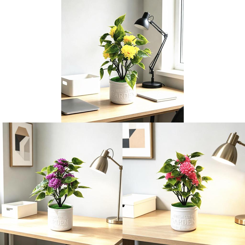 Chrysanthemum Artificial Flower Pot With Plastic And Silk Material For Home Decor And Wedding Use