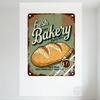 Vintage Fresh Bakery Metal Tin Sign Rustic Weathered Design with Loaf Bread Illustration for Home Bar Café Decor (4 Holes for Ha