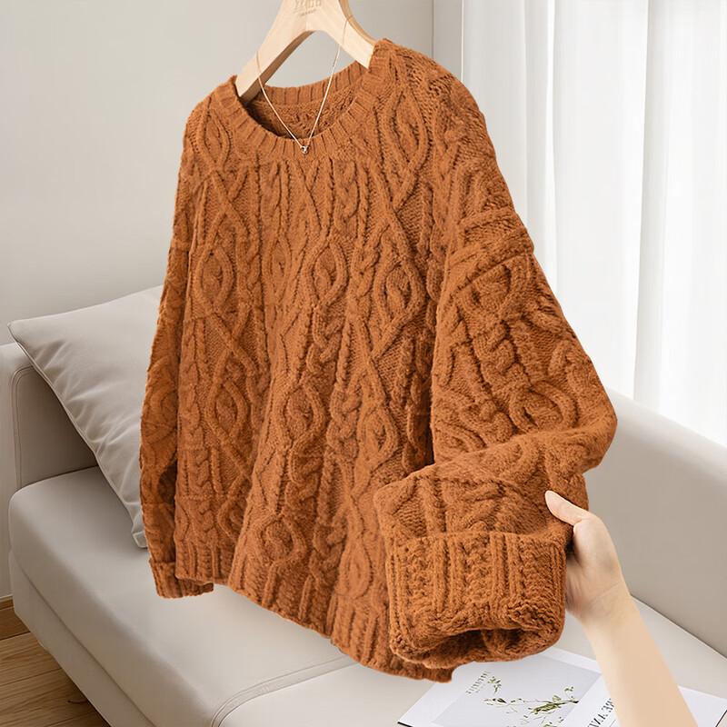 

Женский пуловер свободного кроя с круглым вырезом L