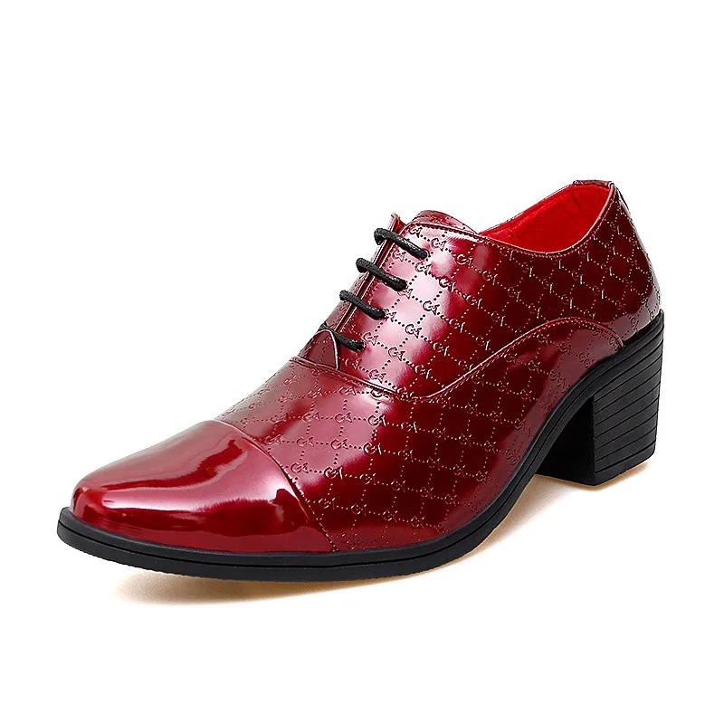 Italian Luxury Red Men Heel Shoes Man Male Oxford Men's Wedding Mens Shoes Designer Leather Formal Dress Shoes for Men