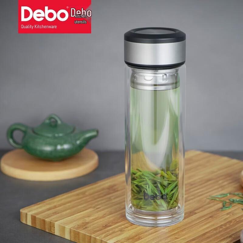 Debo DEP-745 Double-Layer Glass Water Bottle with Tea Infuser